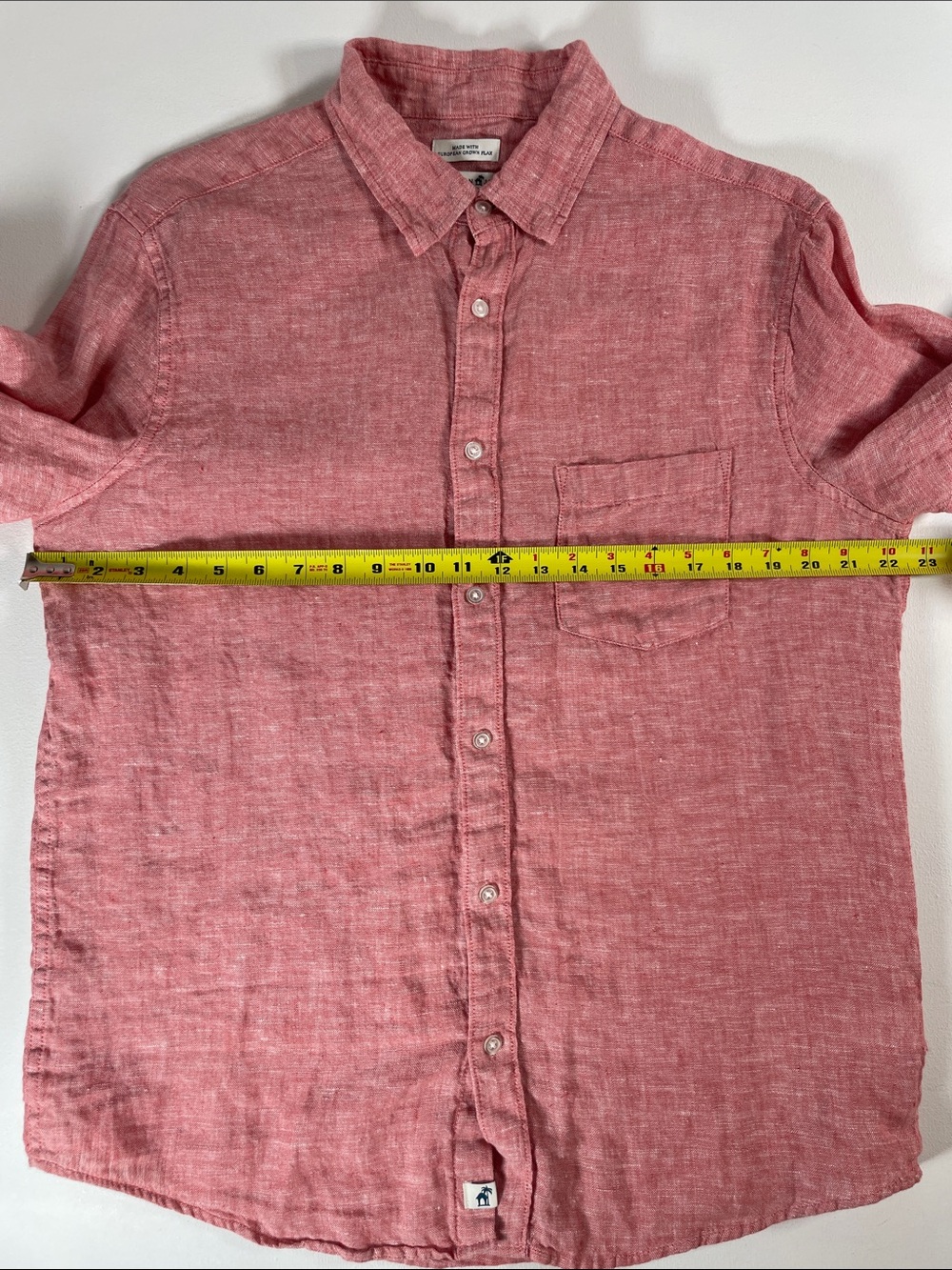 Caribbean Joe Red 100% Linen Long Sleeve Button Up Men’s Shirt Large - Picture 8 of 11